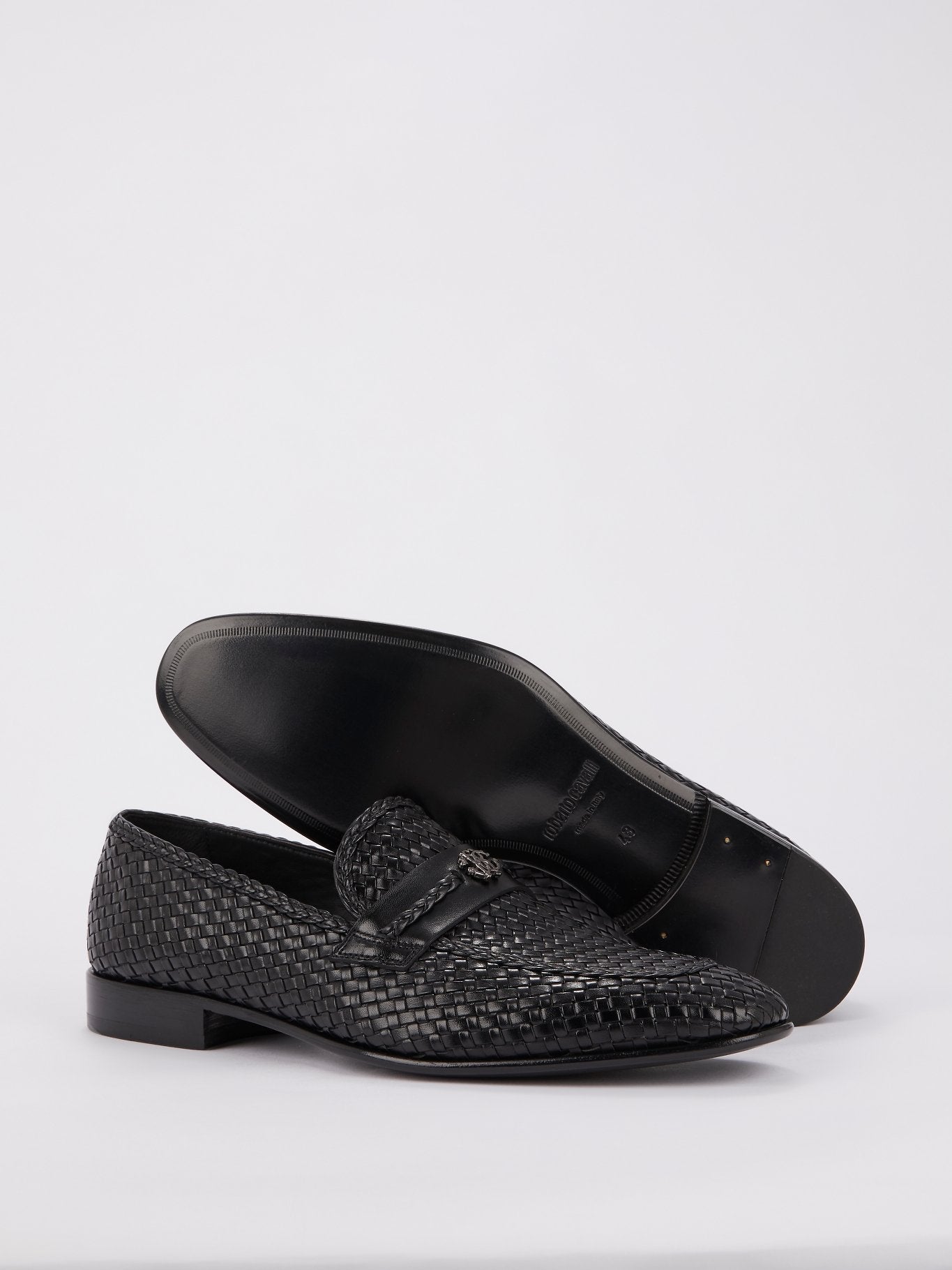 Black Logo Weave Loafers