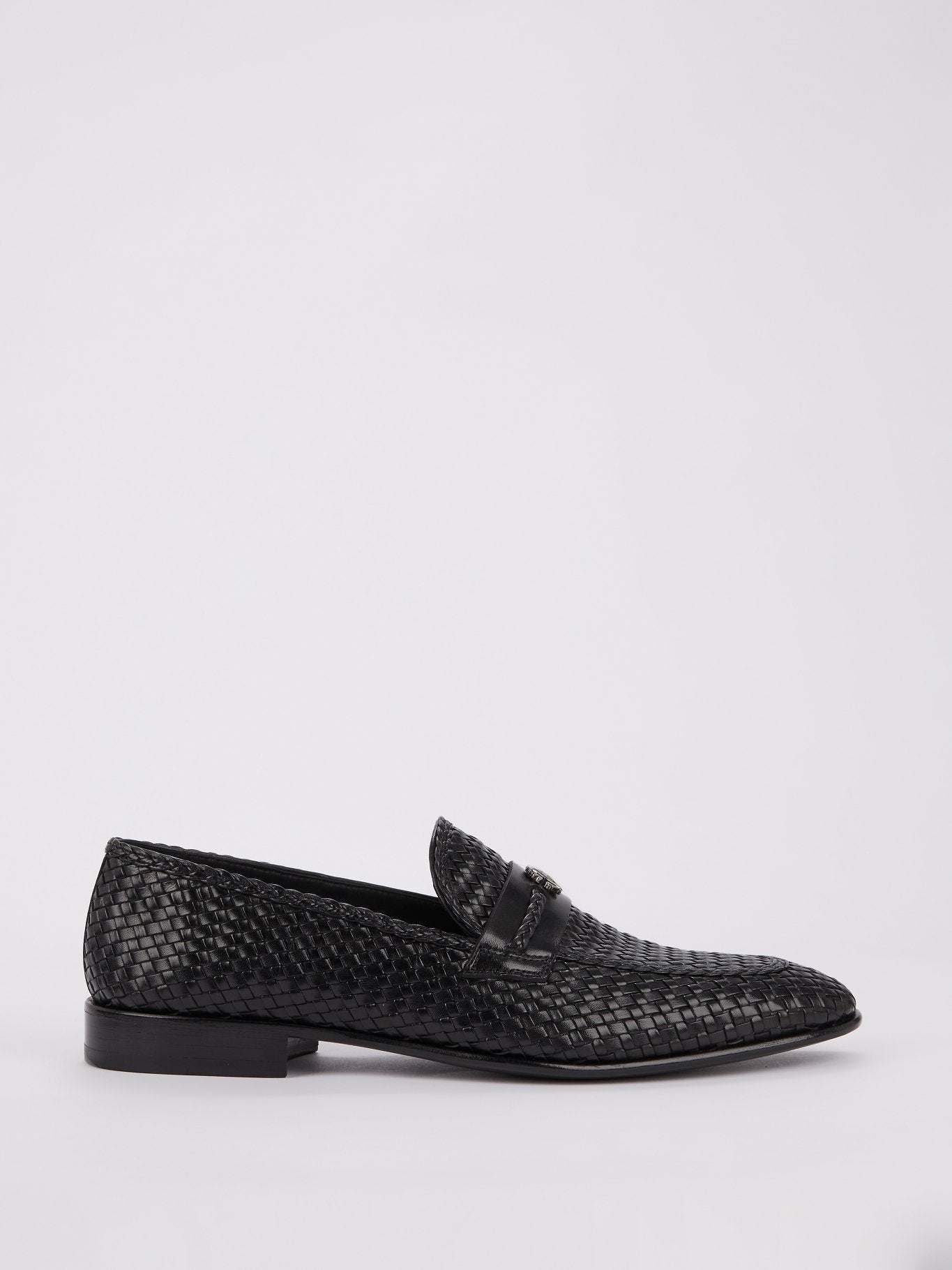 Black Logo Weave Loafers