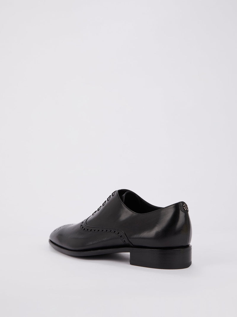 Black Perforated Oxford Shoes