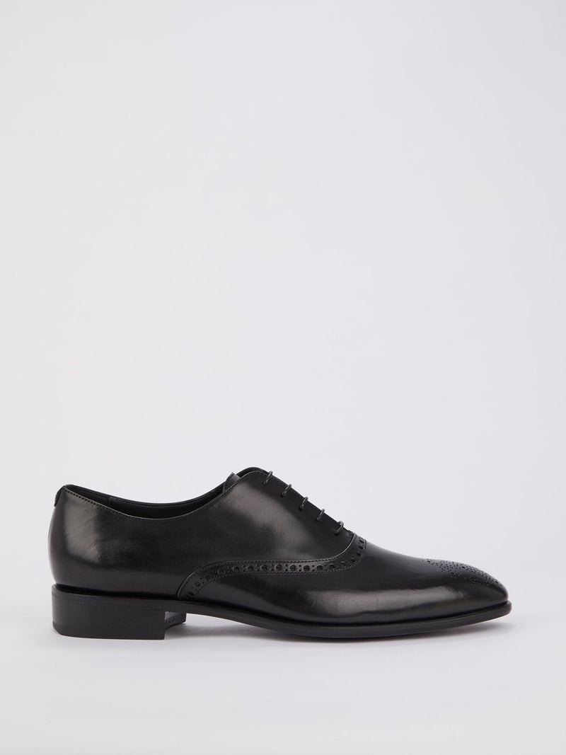 Black Perforated Oxford Shoes