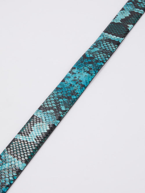 Snake Buckle Python Print Belt