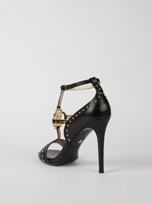 Black Studded Cage Sandals