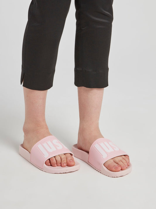 Pink Logo Strap Top Slippers