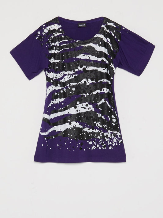 Purple Paint Splatter Print Shirt