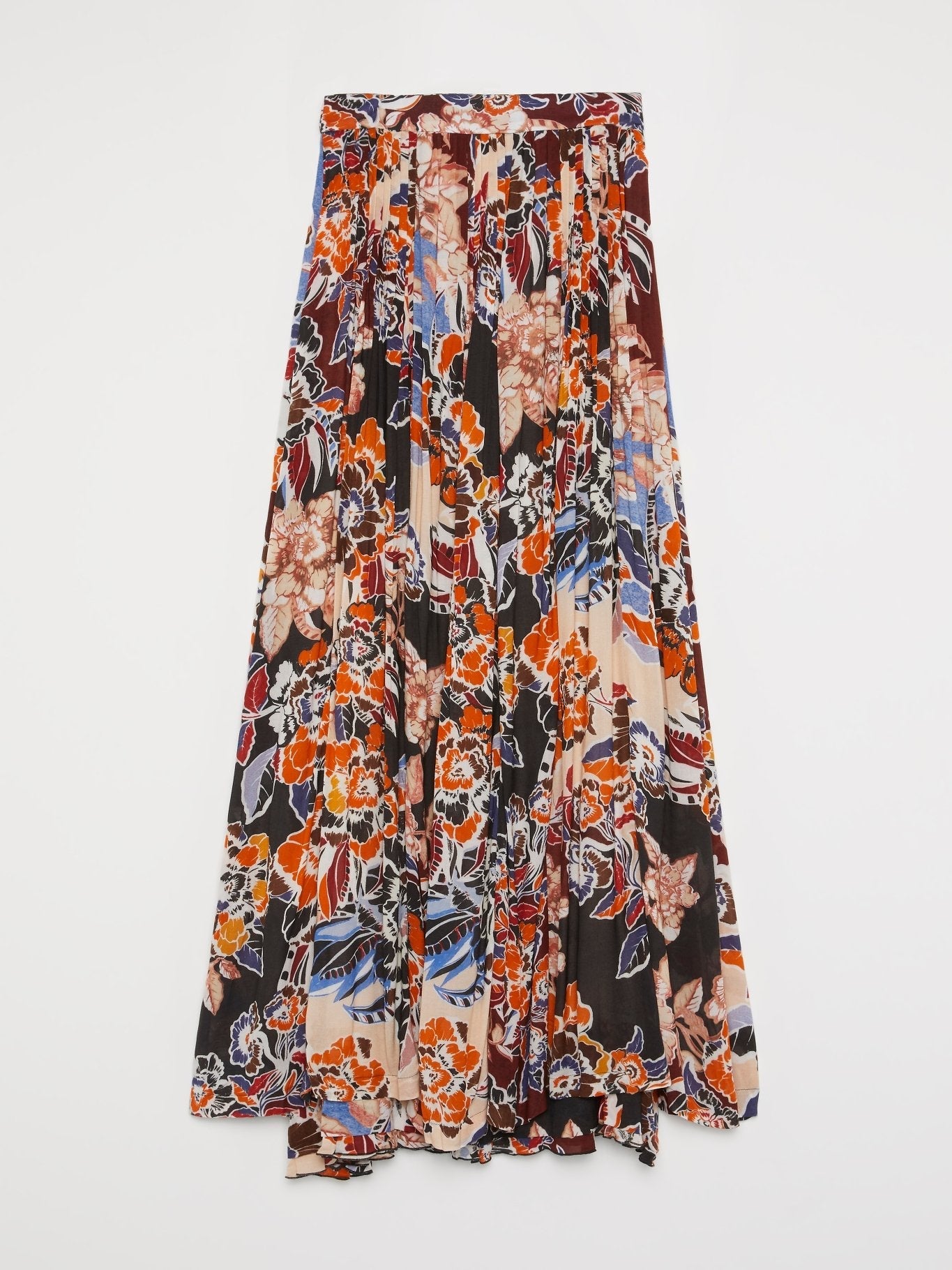 Floral Print Flared Maxi Skirt