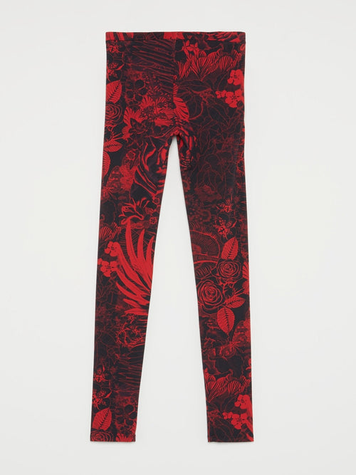 Red Tropical Print Leggings