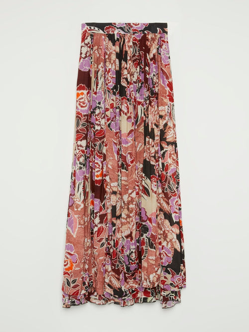 Floral Print Pleated Maxi Skirt