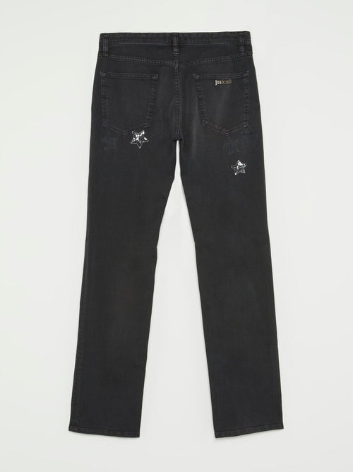 Black Sequin Star Detail Pants