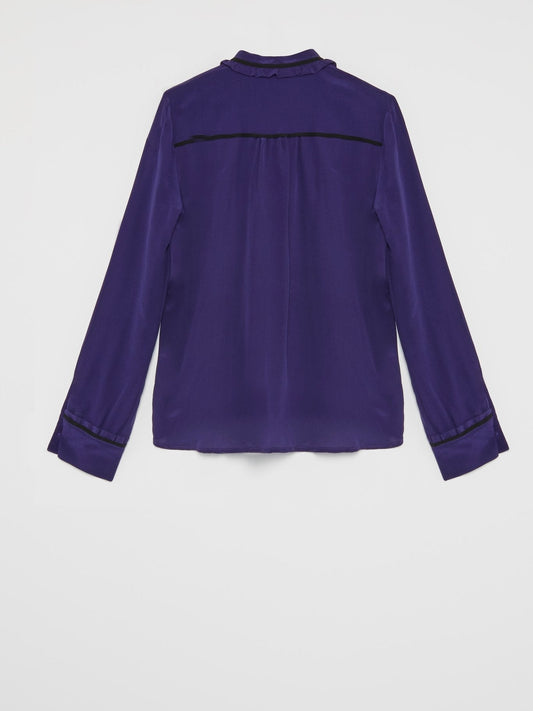 Purple Frill Neck Blouse