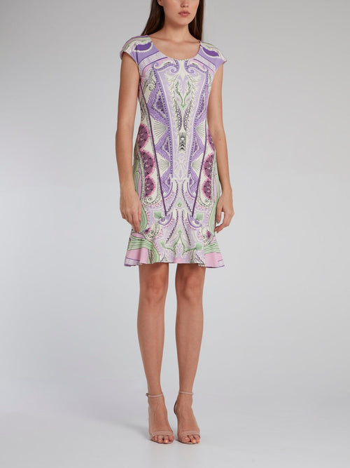 Jacquard Print Trumpet Mini Dress