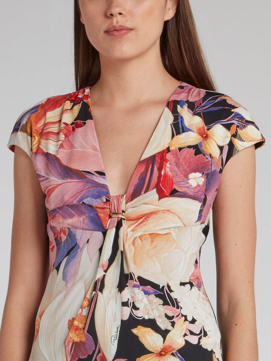 Floral Embellished Cap Sleeve Top