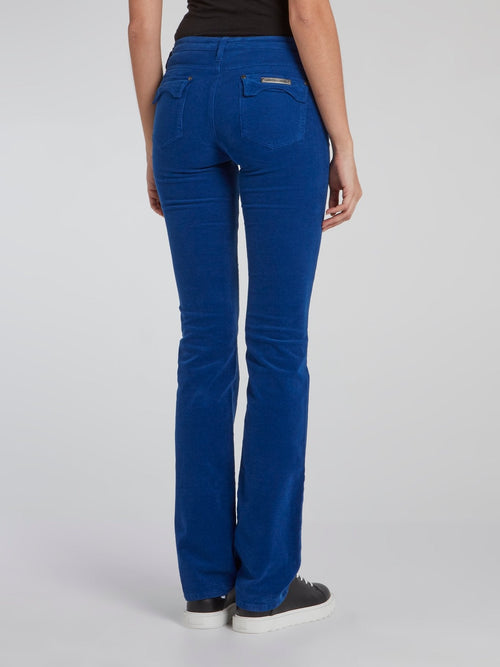 Blue Straight Cut Corduroy Pants