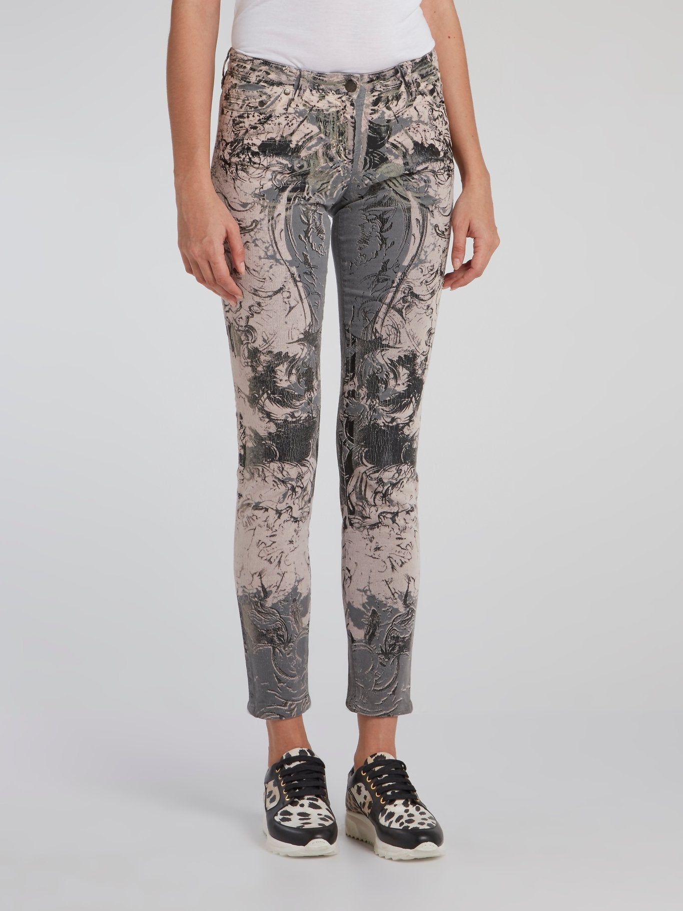 Grey Baroque Corduroy Pants