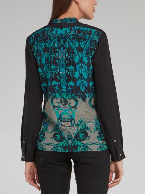 Paisley Print Lace Bib Shirt