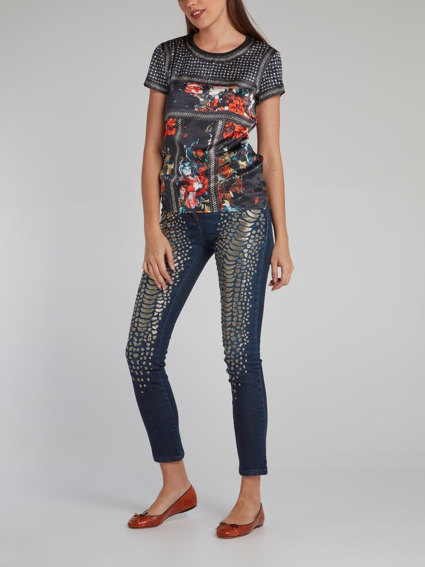 Snake Effect Beadwork Jeans