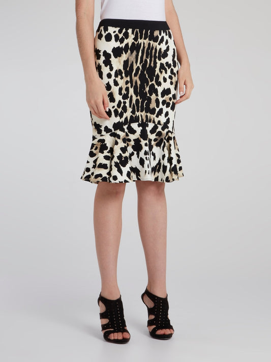 Leopard Print Trumpet Mini Skirt