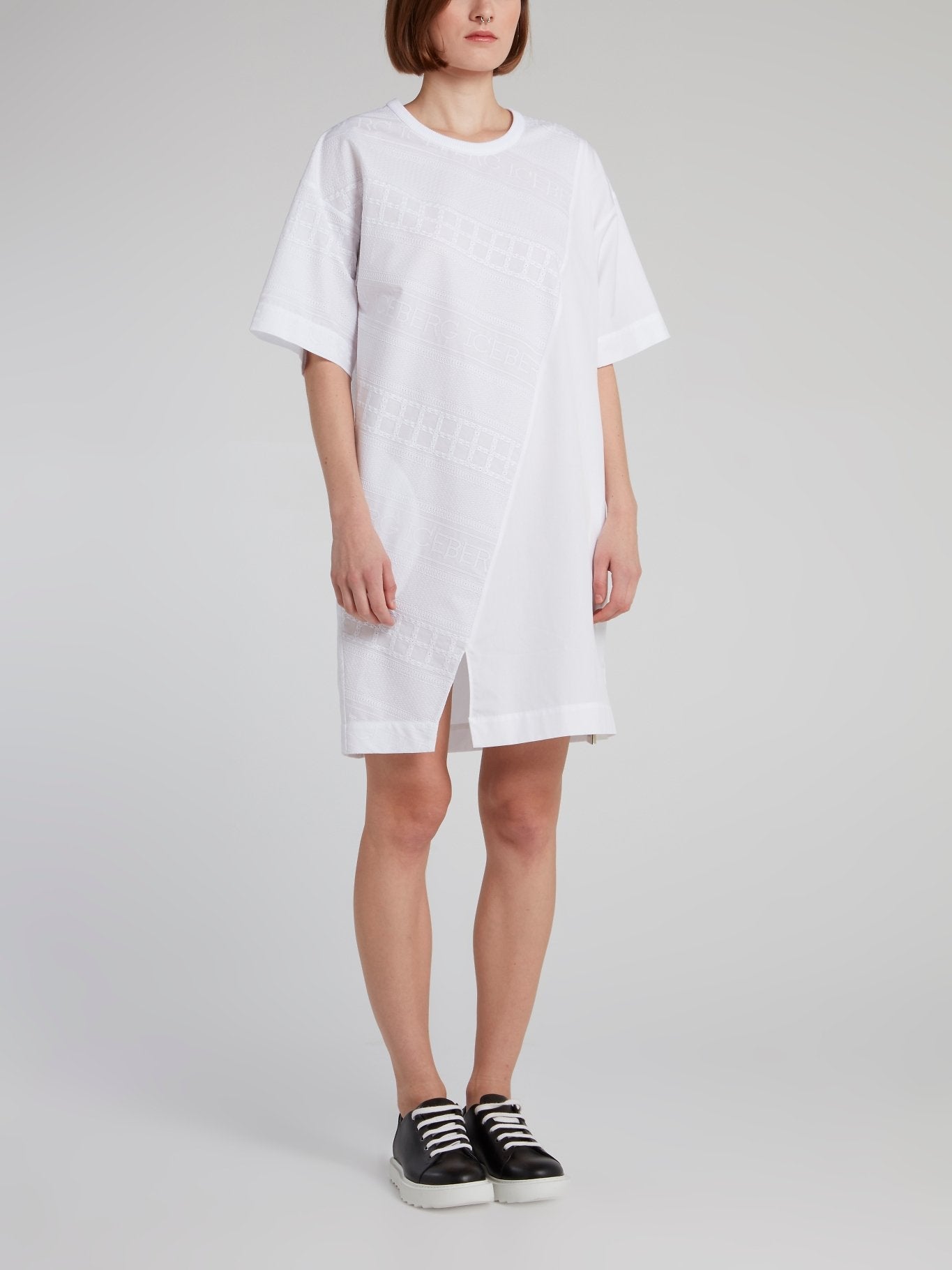 White Logo Panel T-Shirt Dress