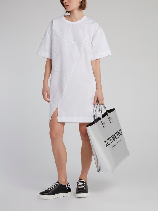 White Logo Panel T-Shirt Dress