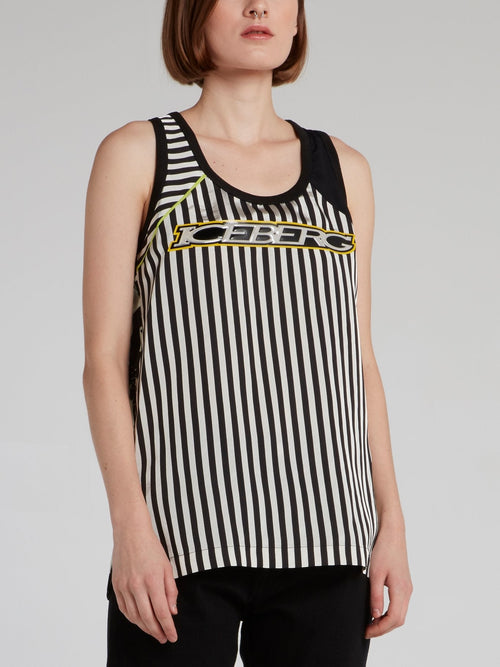 Floral Stripe Logo Tank Top