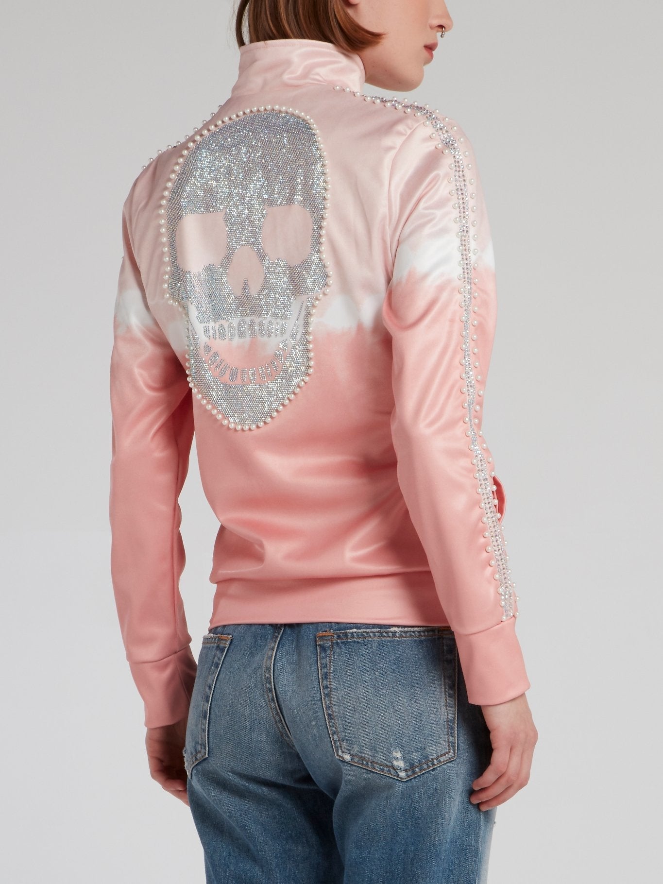 Tie Dye Pearl Embellished Skull Jacket