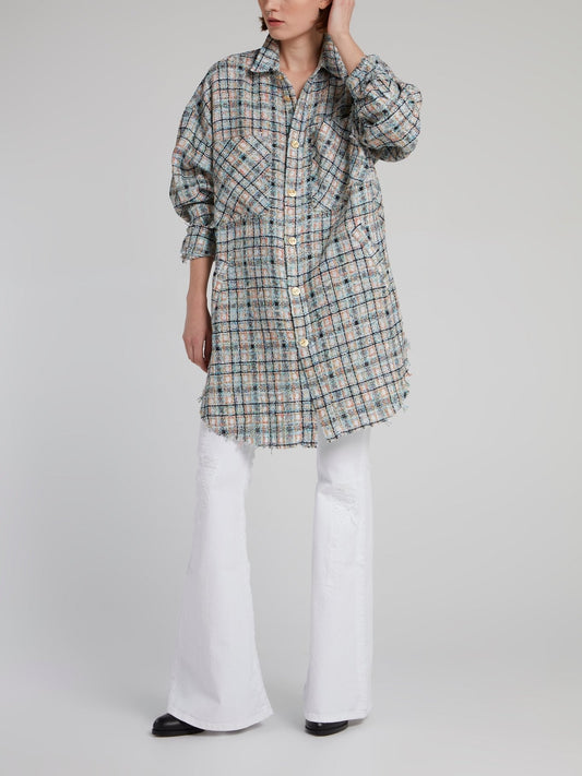 Check Tweed Oversized Shirt