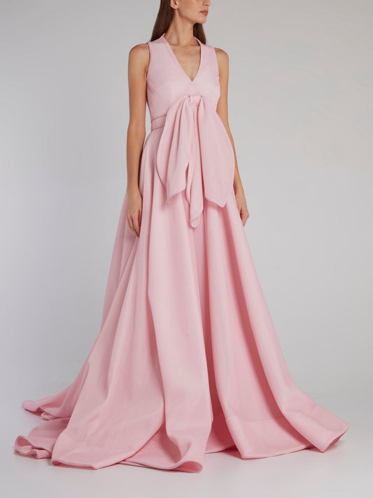 Pink A-Line Ribbon Detail Gown