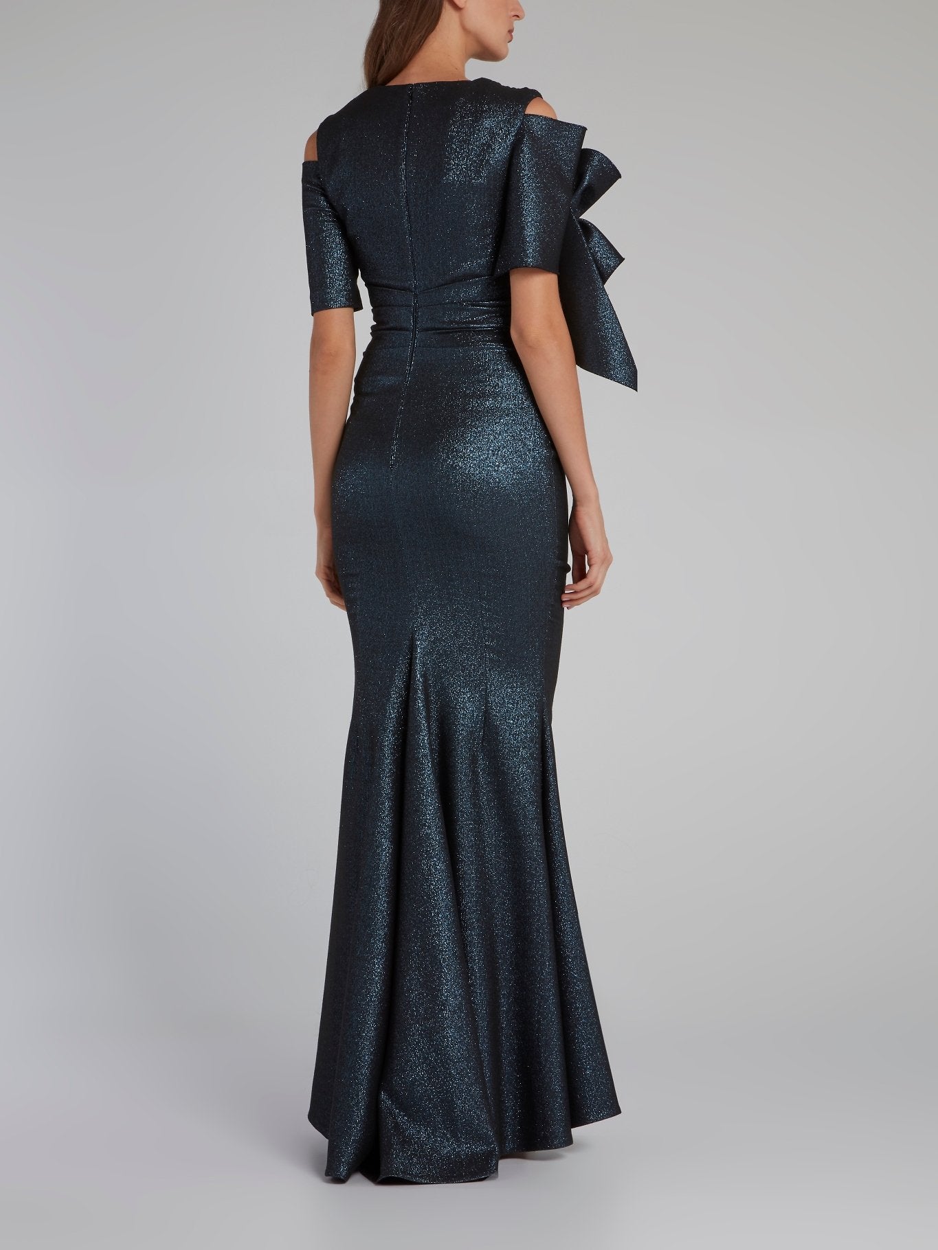 Metallic Scuba Stretch Trumpet Gown