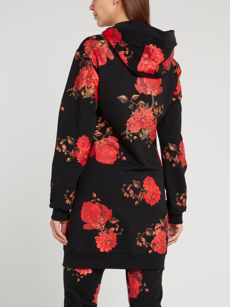 Flower Print Hoodie Sweatshirt