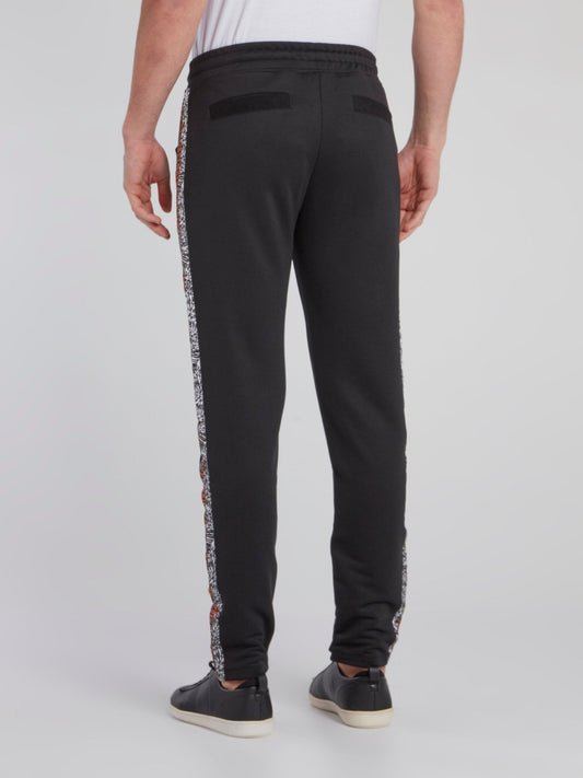 Black Logo Tape Trim Sweatpants