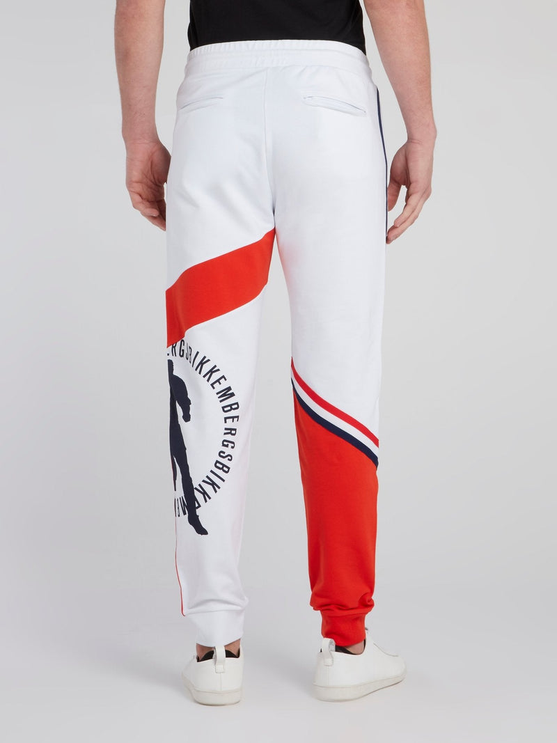 White Colour Block Sweatpants