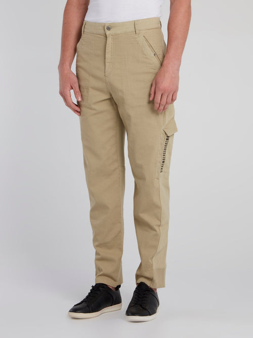 Khaki Rear Logo Cargo Trousers