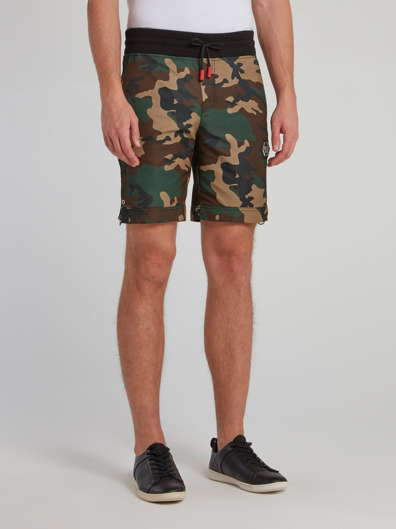 Camo Logo Strap Nylon Shorts