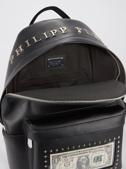 Black Dollar Leather Backpack