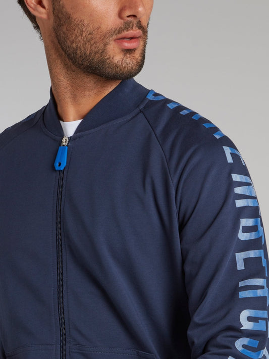 Navy Logo Sleeve Track jacket