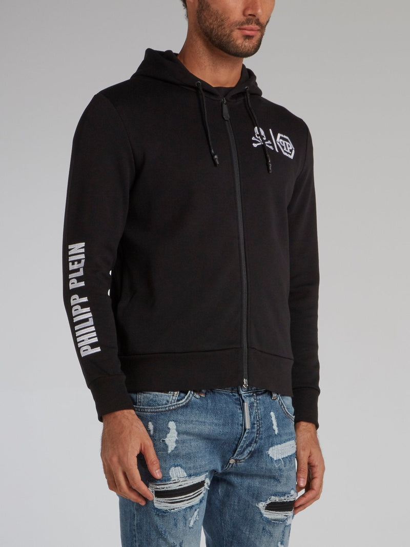 Black Contrast Hoodie Sweat Jacket