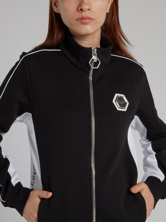 Black Contrast High Neck Active Jacket