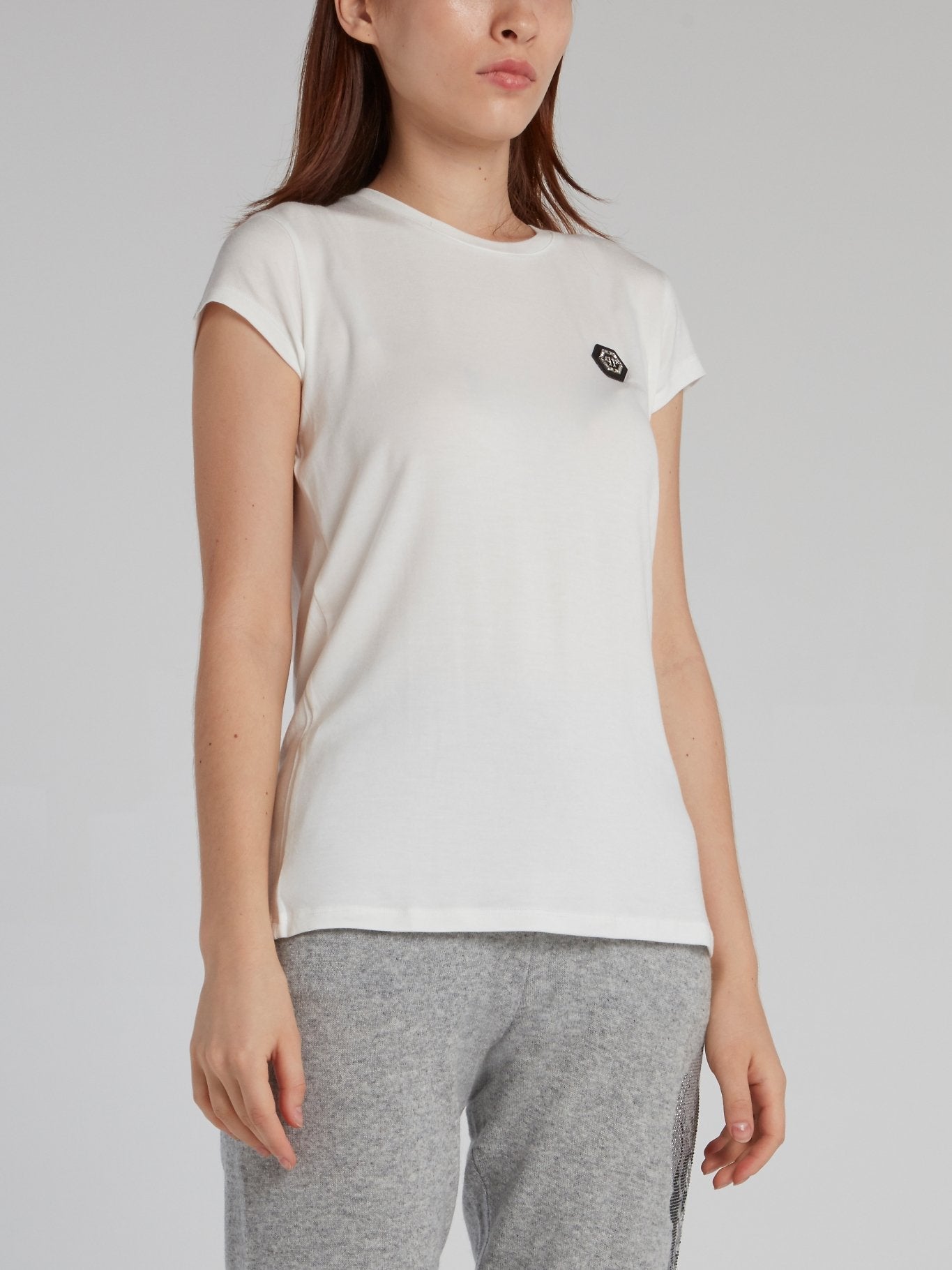 White Monogram Appliquéd Crewneck T-Shirt