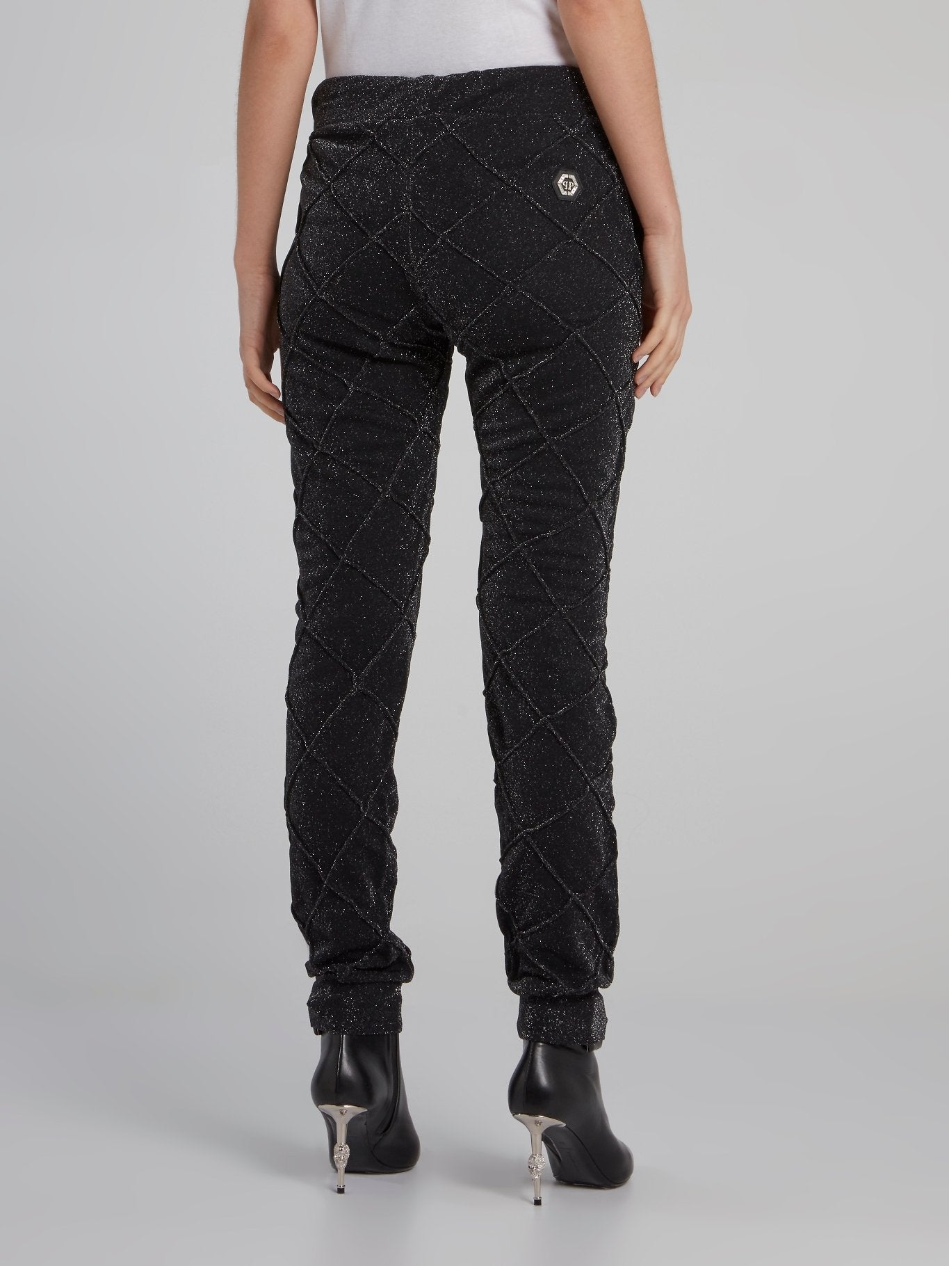 Black Lurex Drawstring Jogging Trousers