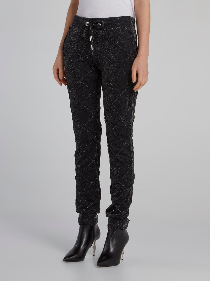 Black Lurex Drawstring Jogging Trousers