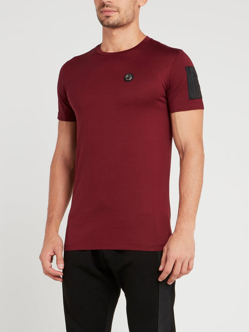 Burgundy Crewneck Monogram T-Shirt