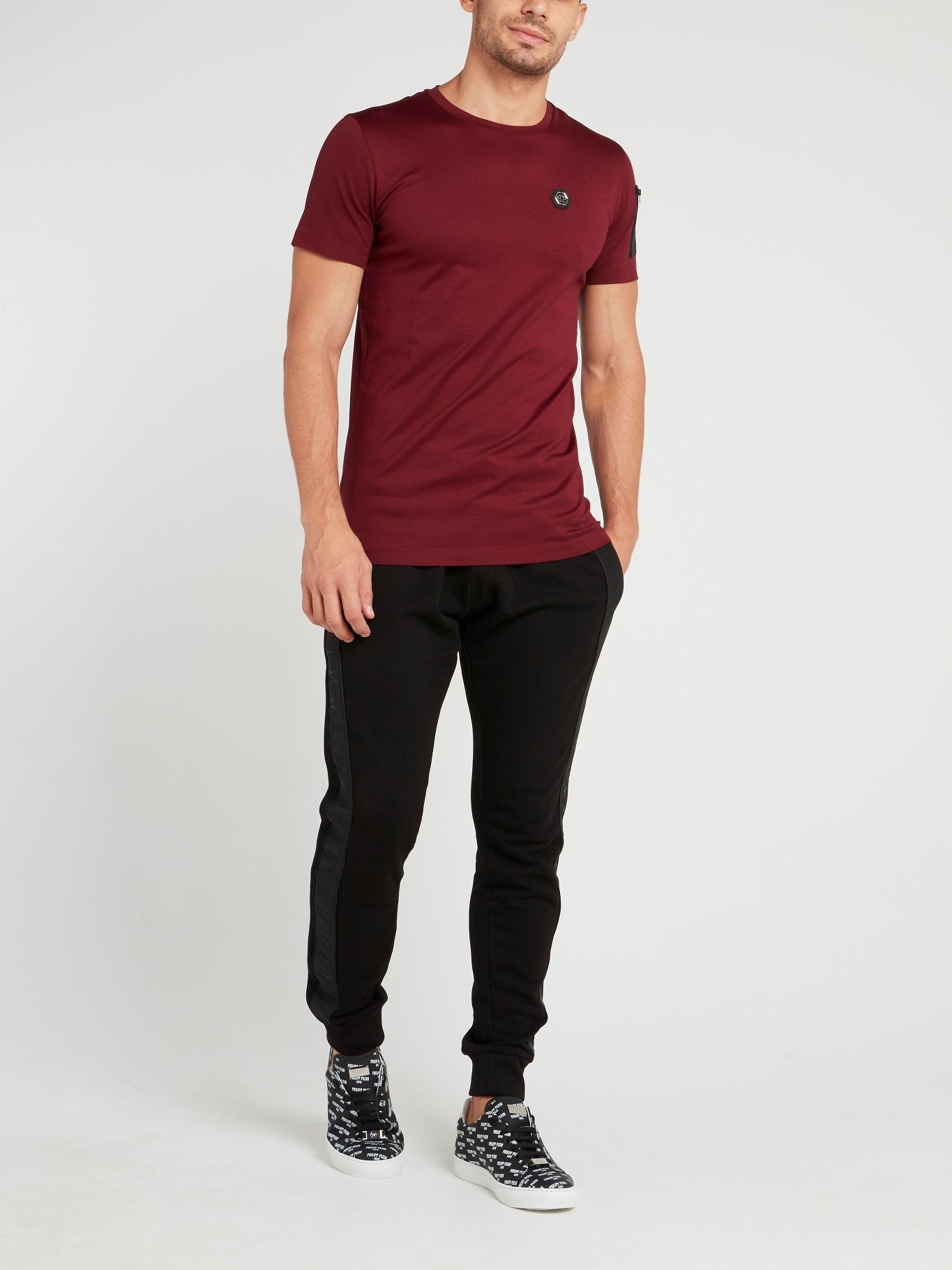 Burgundy Crewneck Monogram T-Shirt