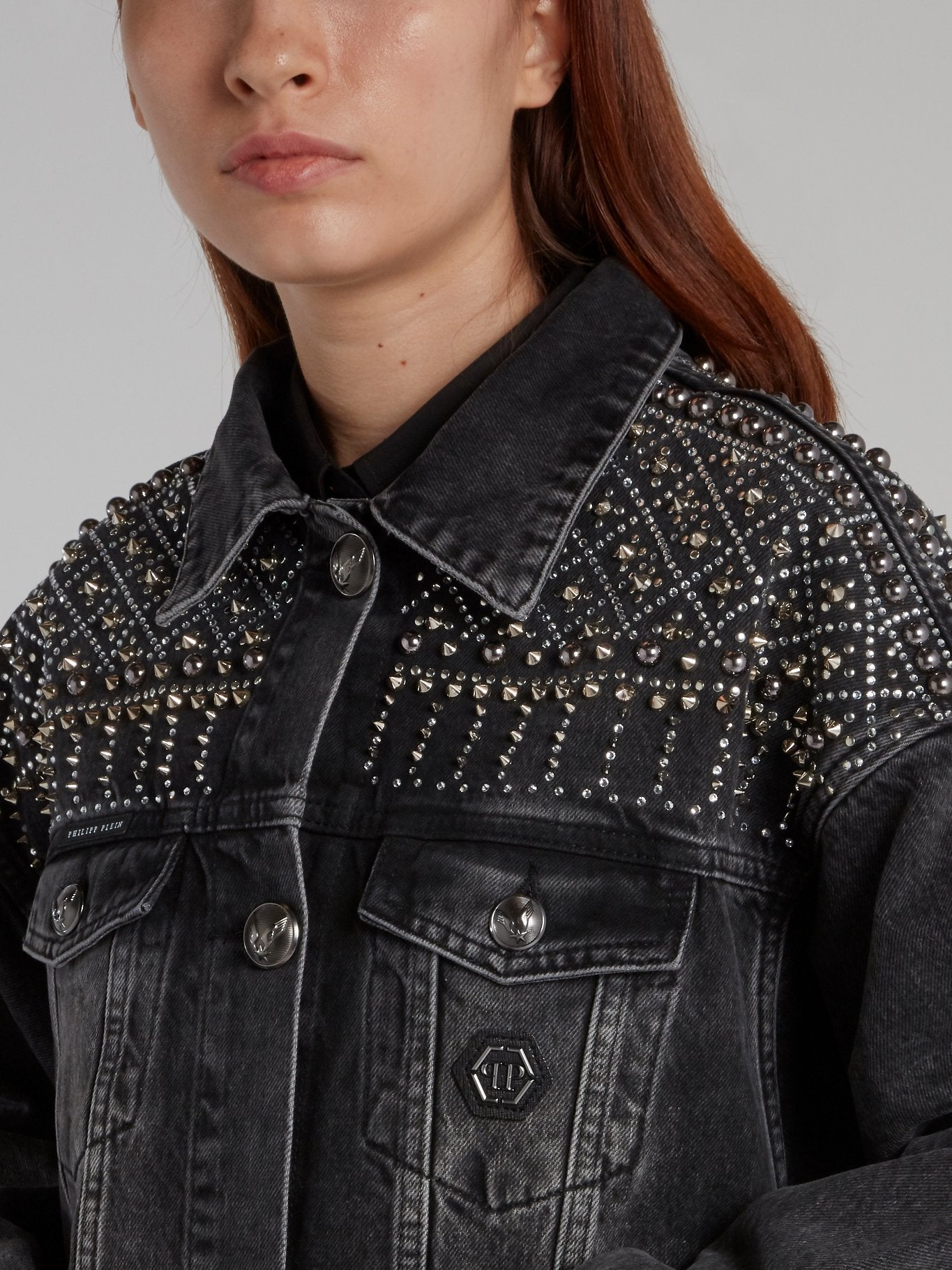 Gothic Plein Black Oversized Denim Jacket