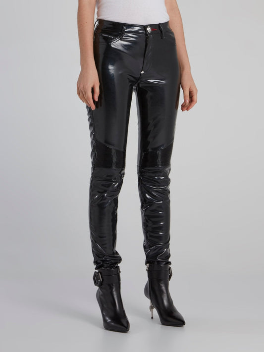 Black Leather Biker Trousers