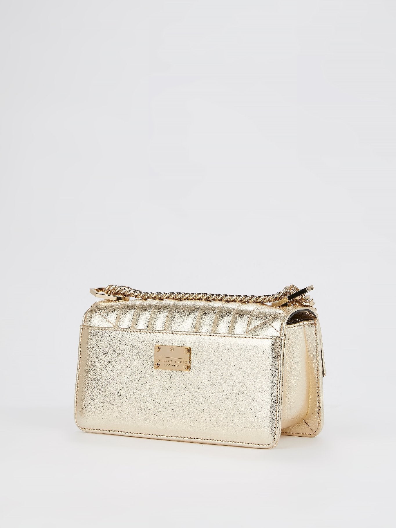 Gold Quilted Flap Shoulder Bag