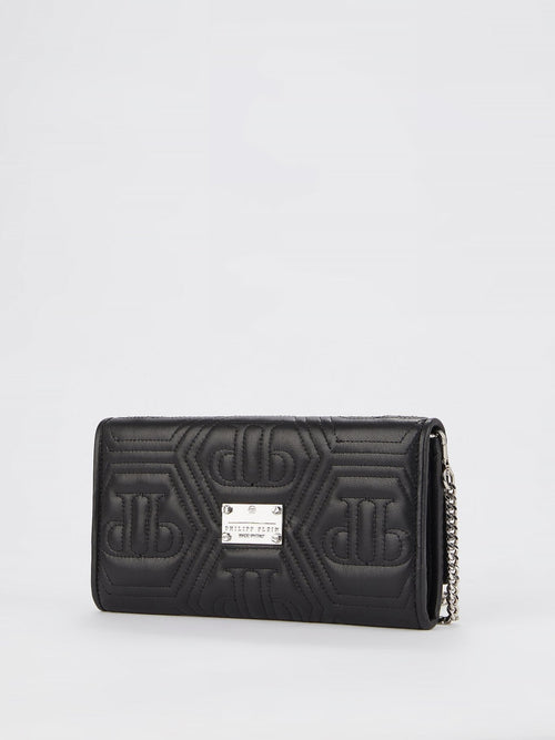 Black Crystal Monogram Clutch Bag