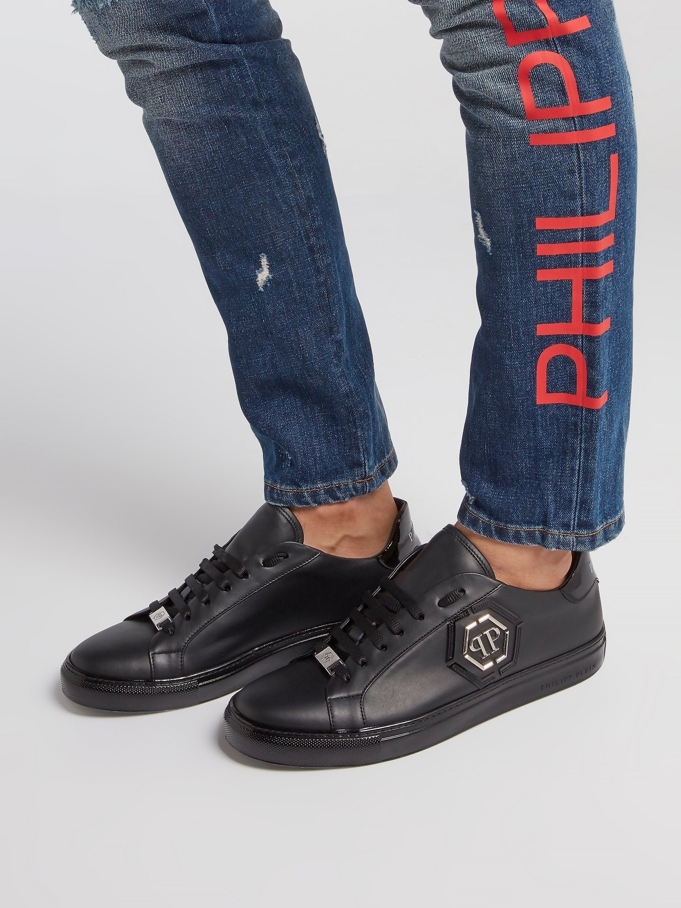 Black Low Top Monogram Sneakers