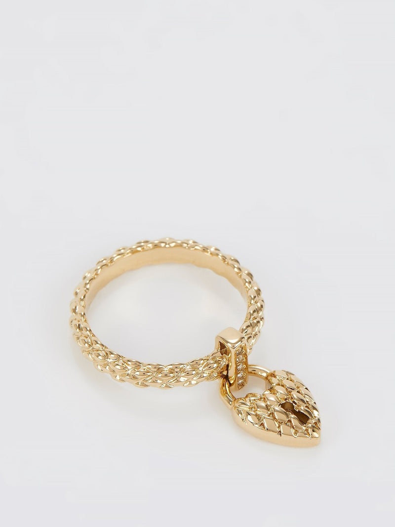 Gold Heart Embellished Ring - Size 7