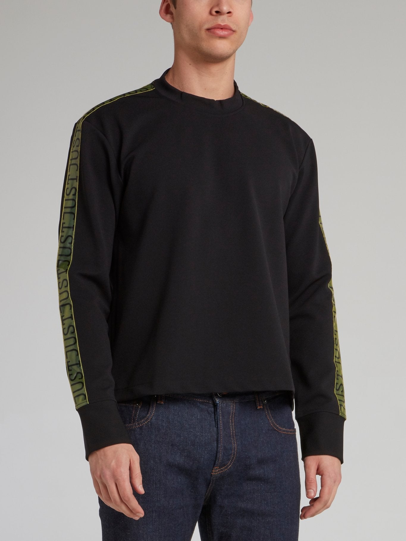 Black Logo Tape Crewneck Sweatshirt