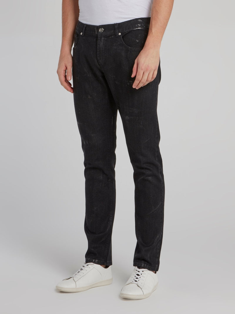 Black Rustic Slim Fit Jeans