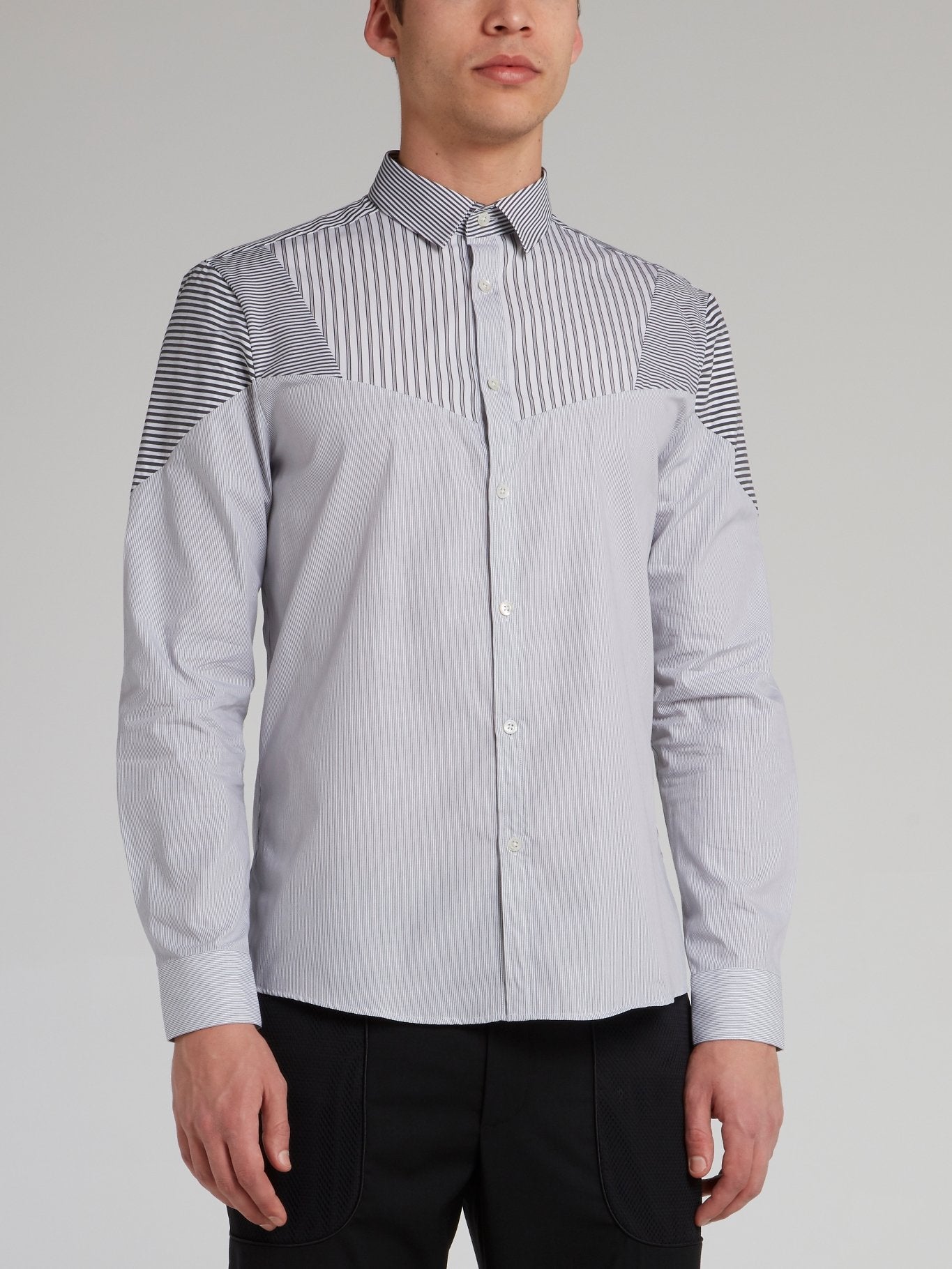 Grey Multi-Stripe Button Up Shirt